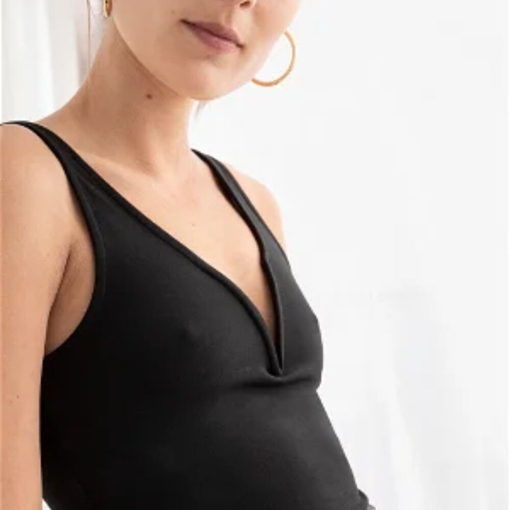 Other Stories V-cut Plunging Modal Stretch Bodysuit Black Size 2